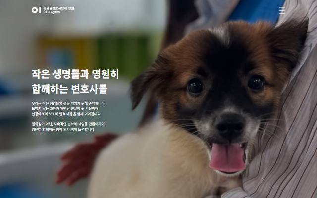 동물권변호사단체 영원 사이트 화면