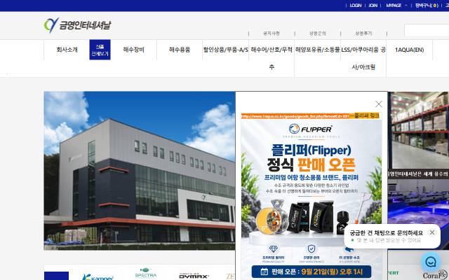 금영인터네셔날 사이트 화면