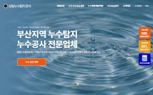 삼일누수탐지공사 사이트 화면