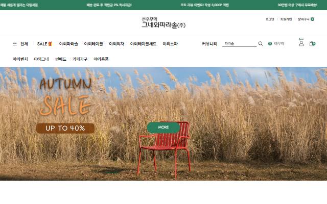 그네와파라솔 사이트 화면