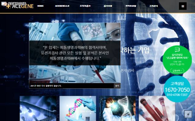 ACEGENE 사이트 화면