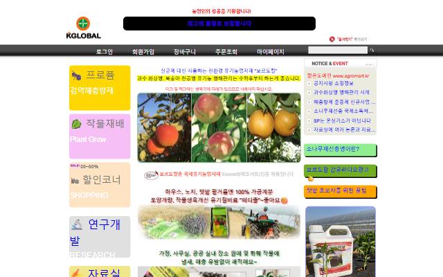 케이글로벌 사이트 화면