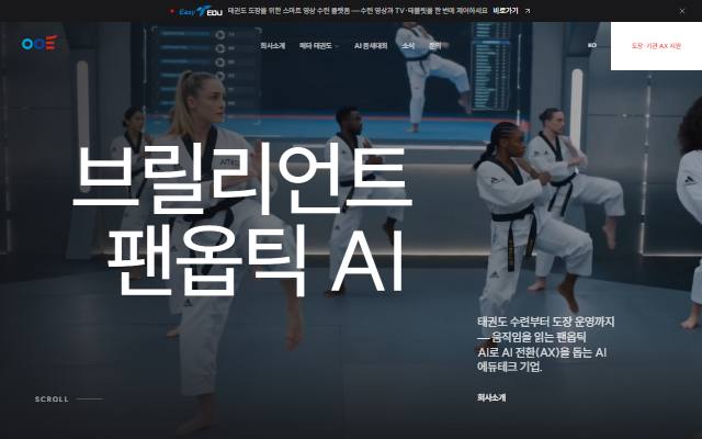 에이아이태권도 사이트 화면