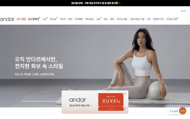 안다르 사이트 화면