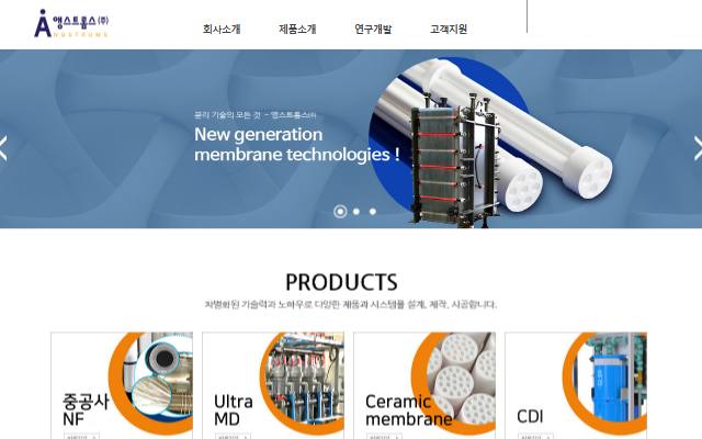 앵스트롬스 사이트 화면