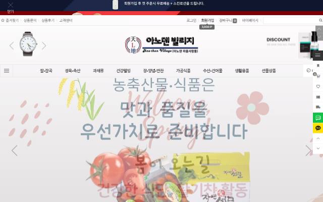 아노덴빌리지 사이트 화면