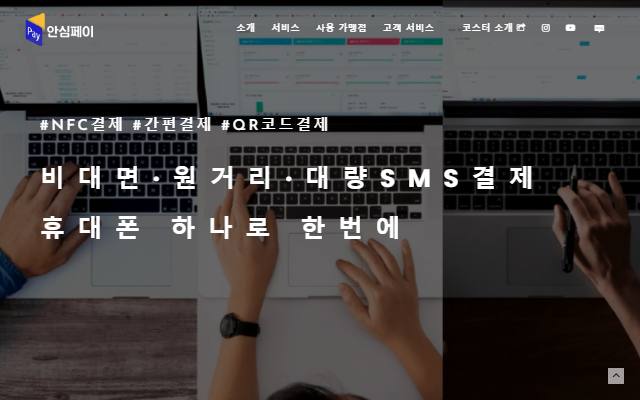 안심페이 사이트 화면