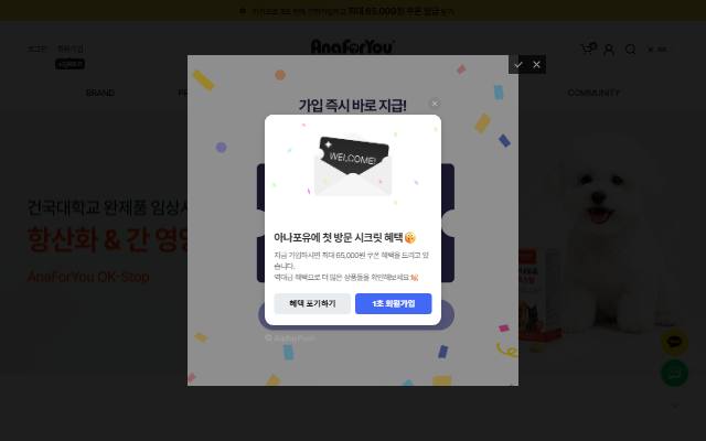 아나포유 코리아 사이트 화면