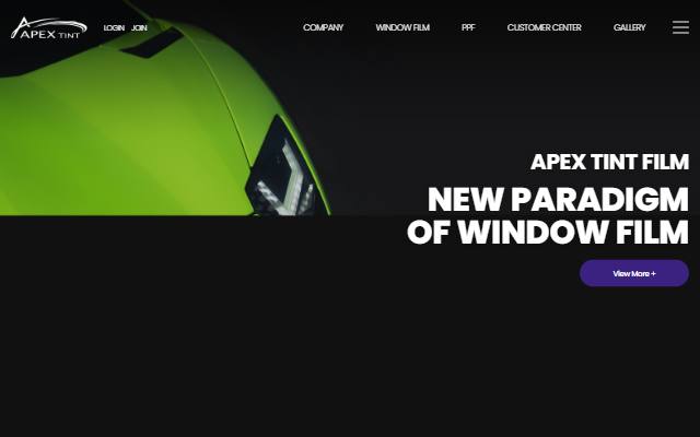 APEX TINT KOREA 사이트 화면
