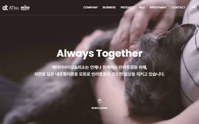 에이티바이오&미소 사이트 화면
