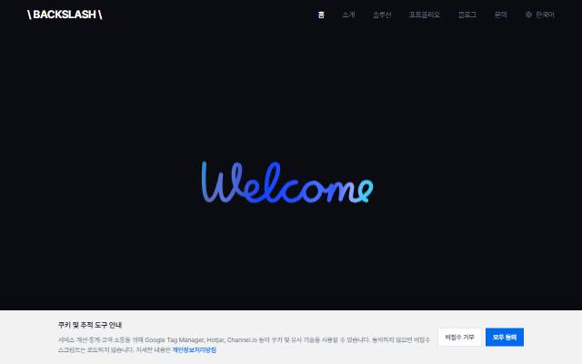 백슬래시파트너스 사이트 화면