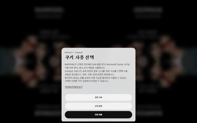 배드픽셀 사이트 화면