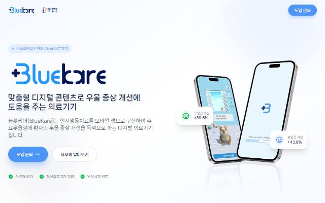 블루케어 사이트 화면
