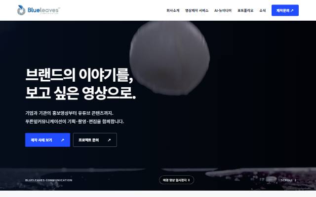푸른잎커뮤니케이션 사이트 화면