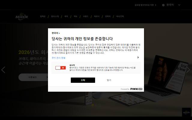 브리도 사이트 화면