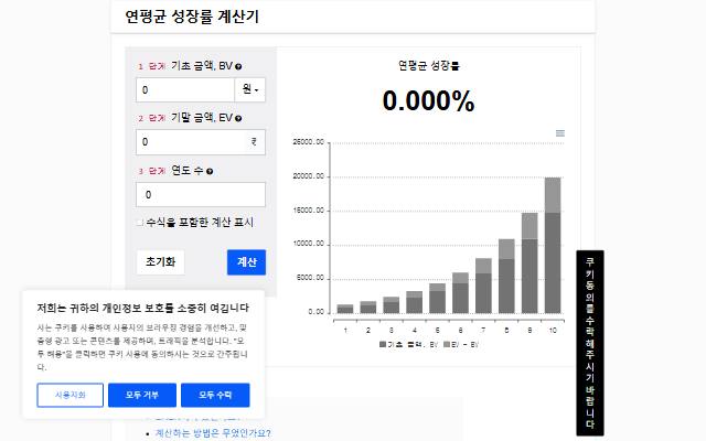 연평균 성장률 계산기 사이트 화면