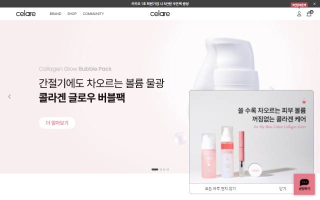 셀레어 사이트 화면