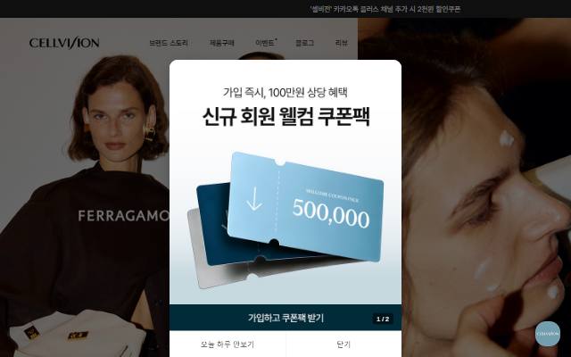 셀비전 사이트 화면