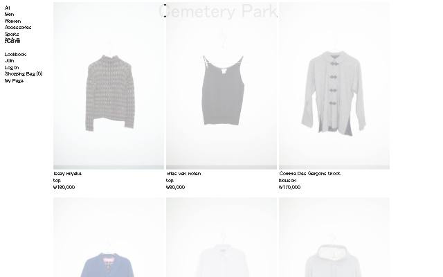 Cemetery Park 사이트 화면