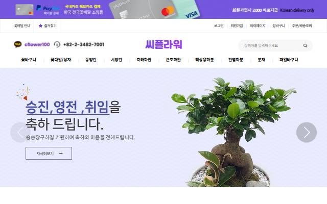 씨플라워 사이트 화면