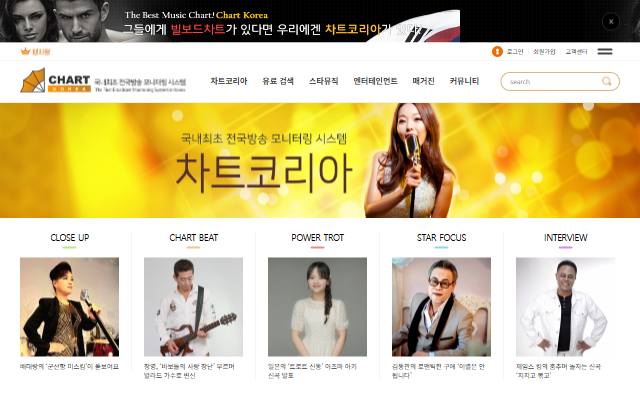 차트코리아 사이트 화면